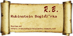 Rubinstein Boglárka névjegykártya