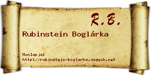 Rubinstein Boglárka névjegykártya